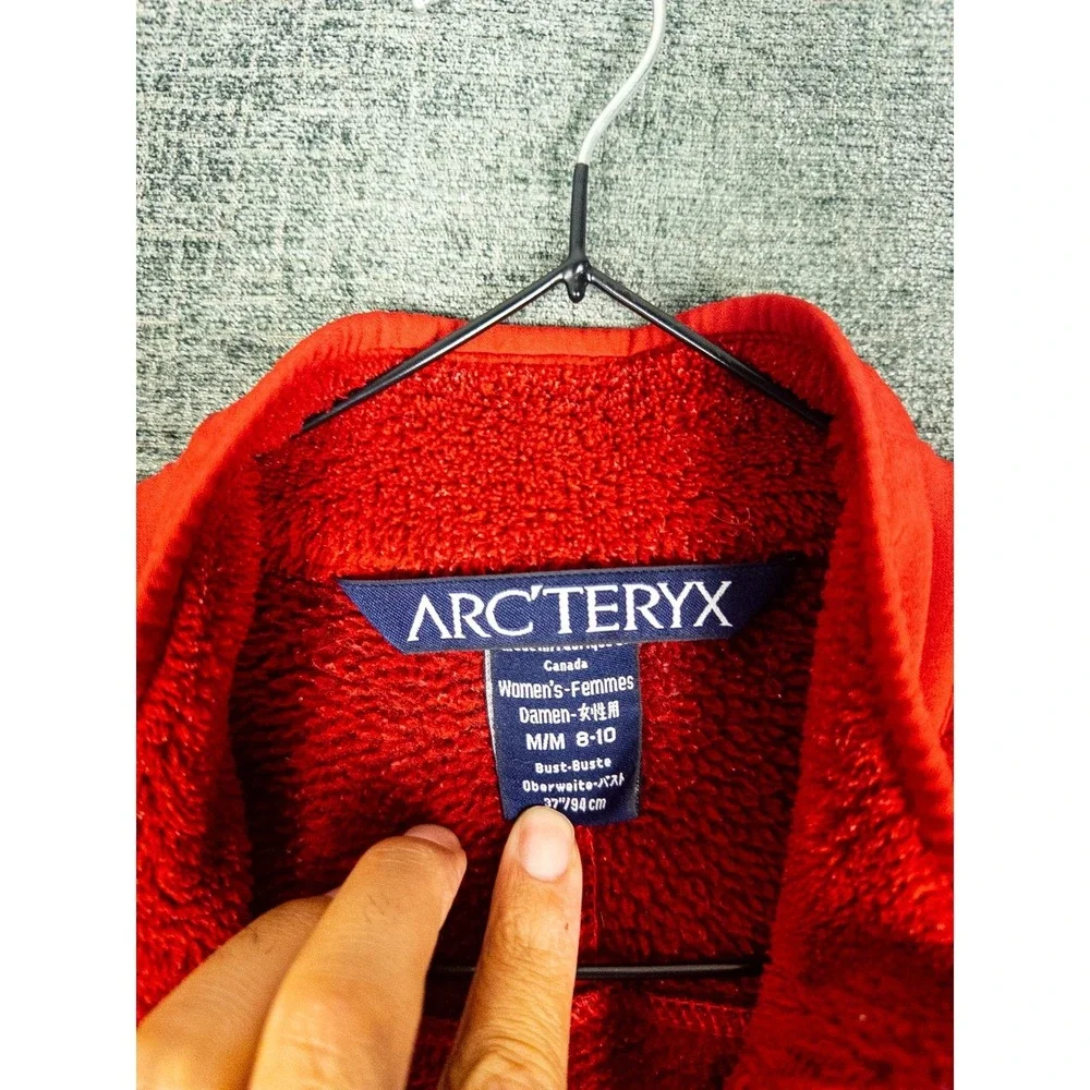 VTG‎ Arcteryx Womens Fleece Jacket Red Full Zip High Pile Sz M Outdoor Soft